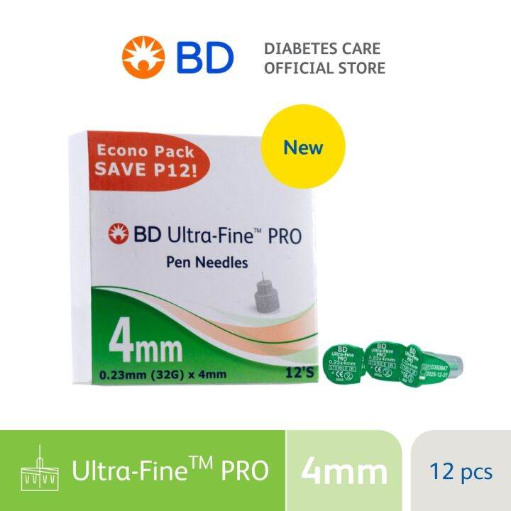BD Ultra Fine PRO 4mm Insulin Pen Needles Econo Pack of 12s Trial Pack
