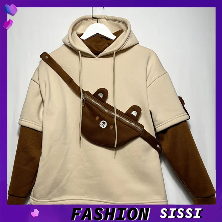 Felpa Con Cappuccio Unisex Harajuku Orso Anime – Streetwear Coreano Autunno/Inverno - 4