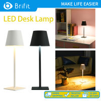 Brifit โคมไฟตั้งโต๊ะ LED ไร้สายที่ทันสมัย, 4000mAh แบตเตอรี่แบบชาร์จไฟได้, โคมไฟตั้งโต๊ะ, ไฟกลางคืนความสว่าง 3 ระดับ, เปลือกโลหะ, การออกแบบที่เรียบง่าย, สำหรับคู่อาหารค่ำ / โต๊ะกาแฟ / ร้านอาหาร / ห้องนอน (ดำ / ขาว)