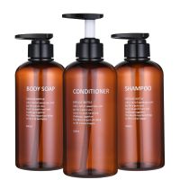 3Pcs Shampoo and Conditioner Dispenser Bottles Bathroom Plastic Empty Refillable Pump Lotion Bottle Cosmetic Containers Set Travel Size Bottles Contai