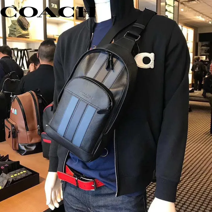 Coach messenger bag men fashion striped chest bag full leather breathable  mesh back spot | Lazada PH