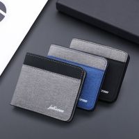 Dompet Denim Dompet Pria Tas Tempat Kartu ID Bank Kredit Uang Ramping Dompet Kulit Sapi Lipat Bisnis Dompet Koin Gambar