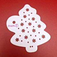 แม่พิมพ์ ลายฉลุ แผ่นโรย ผงโกโก้  icing ลาย  Xmas Tree Stencil แผ่นพลาสติก โรยผงโกโก้ icing น่ารักมากๆ