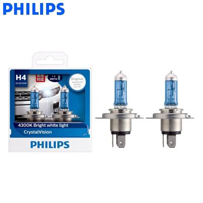 ┋﹉ Philips H4 12342CVSM 12V 60/55W Crystal Vision Car Headlight 4300K White Light Halogen Auto Bulbs1 pair