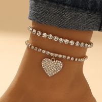 Charm Bling Rhinestone Heart Anklet Bracelet Hollow Out Love Foot Chain Summer Beach Jewelry Accessories for Women