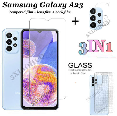 (3 In 1) Samsung Galaxy A23ฟิล์มกันรอยกระจกนิรภัยใส + ฟิล์มกล้อง + ฟิล์มหลังสำหรับ Samsung Galaxy A53 A33 A13 5G ฟิล์มกระจกนิรภัย