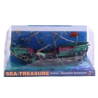 Aquarium Decoration Boat Plactic Aquarium Ship Air Split Shipwreck Fish Tank Decor C