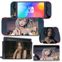 สาวอะนิเมะใหม่สวิทช์สติกเกอร์ผิว NS Switch OLED สติกเกอร์สกินสำหรับคอนโซล Switch และ Joy-Con Controller Decal ไวนิล-hjgytyuuiytt