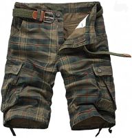 GELTDN Men Shorts Plaid Beach Shorts Mens Casual Camo Camouflage Short Pants Male Cargo Overalls (Color : A, Size : 36)