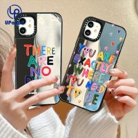 เคส UPaitou สำหรับ iPhone 15 14 13 12 Pro Max X XR Xs Max 8 7 Plus ตัวอักษรภาษาอังกฤษเคสโทรศัพท์กระจกฝาครอบป้องกันนิ่ม TPU