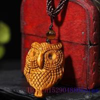 Tigereye Owl Pendant Fashion Gifts Jewelry Women Amulet Chinese Natural Double-sided Carved Charm Necklace