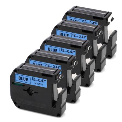 5pcs 12mm compatible Brother label tapes MK531 Black on Blue