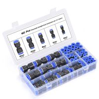 Pneumatic Fittings PU 60PCS/Box Set Air Straight Push Water Pipes Quick Release Connectors PU-4-6-8mm Plastic Hose Couplings