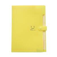 File Folder A4 Letter Plastic File Folder with 5 Pockets Snap Closure Smile Document Holder for Office School Travel ( Yellow )