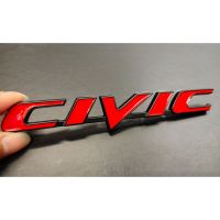 โลโก้ CIVIC โลหะ แดงขอบดำ สำหรับติดรถ HONDA ปี 2006-2011