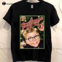 ใหม่ เสื้อยืด พิมพ์ลายโปสเตอร์ภาพยนตร์ A Christmas Story 1983 สีดํา สไตล์คลาสสิกS-5XL  EI8C