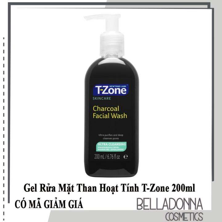 [HCM]Gel Rửa Mặt Than Hoạt Tính TZone Charcoal Facial Wash 200ml