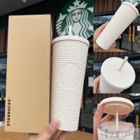 ถ้วย Starbuck 710มล. สีขาวคลาสสิกความจุมากแก้วพลาสติกพร้อมหลอดทุเรียนถ้วยแก้วกาแฟมูลค่าสูง