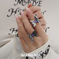 WANGXIY แหวนเปิดผีเสื้อโลหะสำหรับผู้หญิงเทรนด์แหวนนิ้วแฟชั่นใหม่