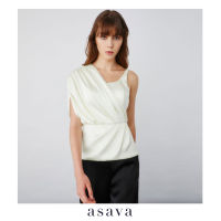 [asava pf22] Celia Draped Blouse เสื้อผู้หญิง อาซาว่า คอกลม แขนกุด แต่งเดรปที่ไหล่