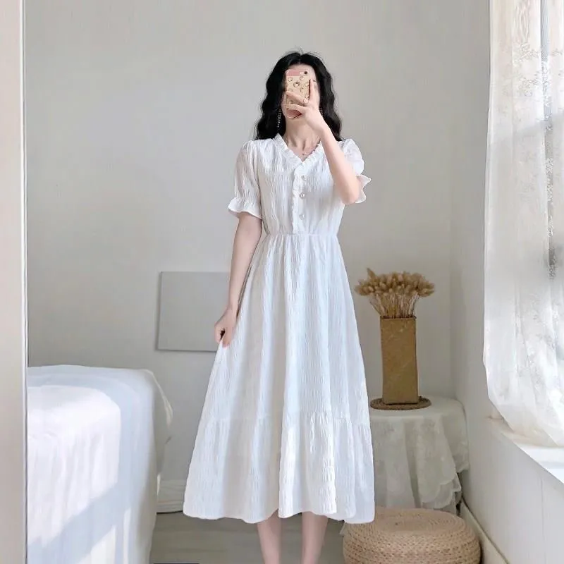 Fashion (White)2023 French New Style Korean Small Fragrance Dress