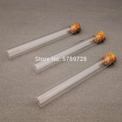 20pcslot 20x150mm clear Glass Flat bottom test tube with cork stopper,Lab Thickened glass reaction vessel with flat mouth