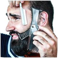 【YF】۞ﺴ❈  5 In 1 Men Beard Modeling Ruler Shaping Styling Template Comb Rotatable MenS Hair Trimming Moustache Barber