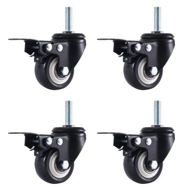 2In Casters , 3/8In 16 X 1In(Screw Diameter 3/8In, Screw Length 1In) Casters Wheels, No Noise 4 Pack Casters with Brake