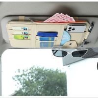 wenminr Multifunctional Glasses Clip PU Leather Card Holder for Car Sun Visor Cars Interior Styling for Citroen C-Quatre C-Triomphe