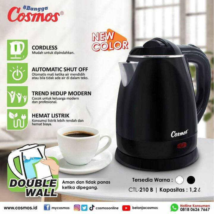 [PROMO COD] Teko Listrik Cosmos Kosmos 1.2 Liter Watt Kecil Rendah