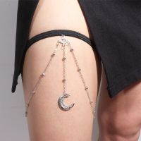 Fashion Rhinestone Moon Pendant Thigh Chain Multi-layer Leg Chain For Women Body Jewelry Beach Style Gifts