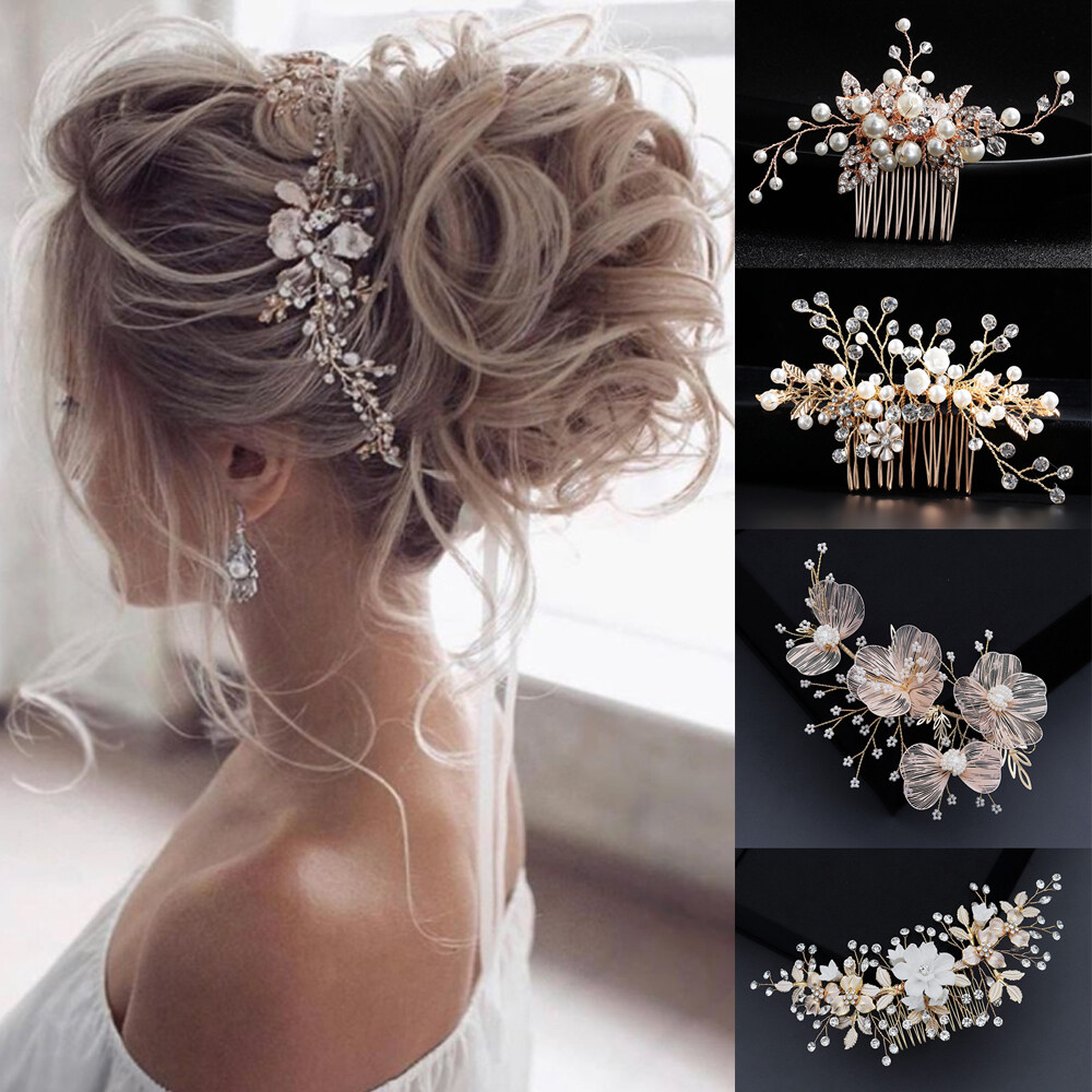 Pearl  flower hair comb Minimalist vintage leaf hair comb bronze hair comb bridal wedding accessory party guest occasion hair decor Accessories Hair Accessories Decorative Combs 