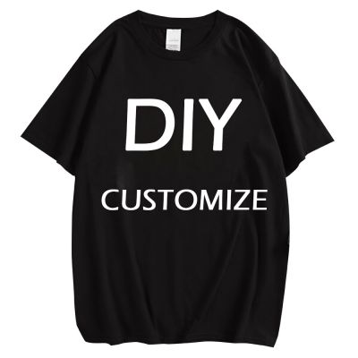 100% Cotton DIY T-shirts 3D Print Black Cotton Tops Cartoon Brand Logo/Picture Design Custom Pullovers XS-4XL