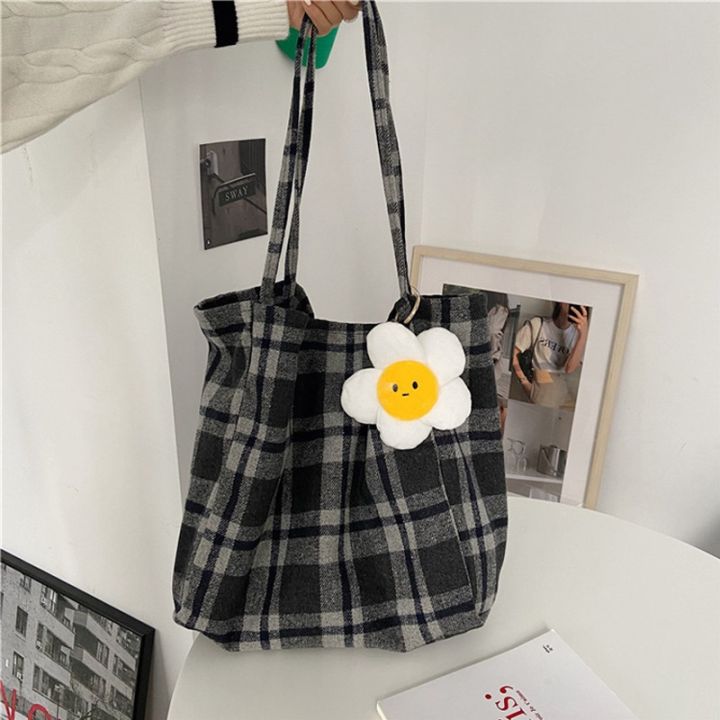 extra-large-women-woolen-canvas-bags-checked-pattern-design-handbag-soft-warm-cloth-fabric-big-tote-ladies-casual-shoulder-bag