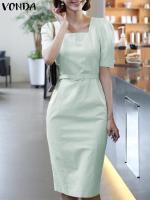 【HOT】❄☍♂ Office 2023 Collar Dresses Sundress Short Puff Sleeve Color Vestidos