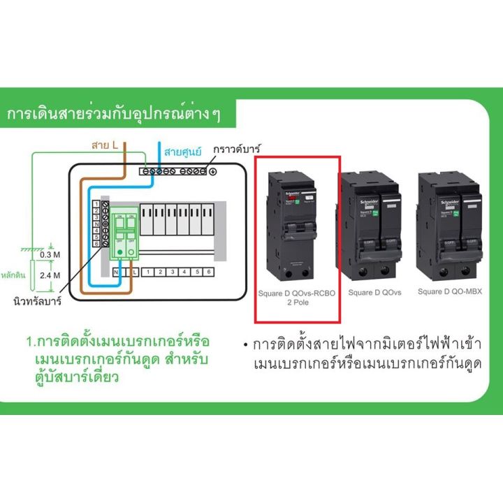 เบรกเกอร์กันดูด-schneider-เมนชไนเดรอ์-2p-เมนเบรกเกอร์ป้องกันไฟรั่ว-ดูด-2โพล-50แอมป์-2p-50a-หรือ-60a-30ma-10ka-schneider-square-d