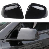 Side Rearview Mirror Cover Trim for 2021 2022 Tesla Model Y Exterior Parts Kits , ABS Gloss Carbon Fiber