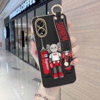 เคสใส่โทรศัพท์สำหรับ A38 A18 OPPO (มีสายรัดข้อมือ) นุ่มขอบสี่เหลี่ยมแฟชั่นแบรนด์ยอดนิยม (S) XX เคสลายหมีชุบเคสโทรศัพท์ชุบหรูหรา (Uniqlo และรุ่นที่จำกัด) เคสโทรศัพท์นิ่ม