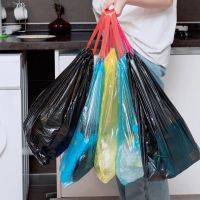 75 Pcs Disposable Trash Bags Plastic Garbage Pouches Household Dustbin Drawstring Waste Bags Trash Can Liners Leak-Proof Bags