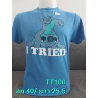 (TT100) เสื้อยืดคอกลมแขนสั้นมือสอง