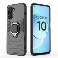 สำหรับ OPPO Realme 10 4G Realme C33 4G เคสโทรศัพท์ซิลิโคนแข็งและ TPU PC เกราะกันกระแทรกสุดหรูฝาครอบแหวนที่วางแบบโลหะ