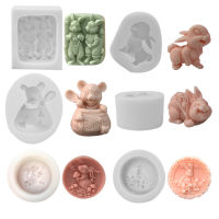 Cartoon Diy Ornament Aromatherapy Plaster Silicone Mold Rabbit Couple