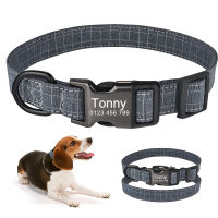 Personalized Dog Collar Custom Engraved Puppy ID Name Tag Buckle Gray Collar S-L