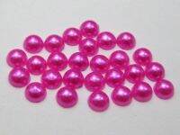 2000 Hot Pink Half Pearl Bead 4mm Flat Back Round Gems Scrapbook Craft Beads