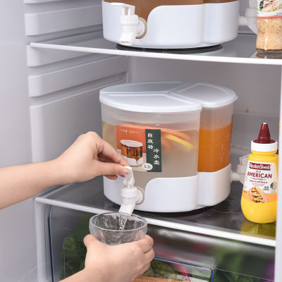 กระบอกน้ำเก็บความเย็นในครัวเรือนขนาด5.2ลิตรพร้อมก๊อกน้ำตู้เย็นสามช่องเก็บความเย็นขนาดใหญ่กระบอกน้ำเก็บความเย็นหมุนชาผลไม้น้ำเย็น
