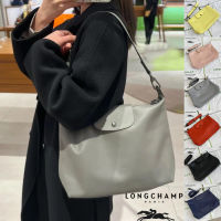 ถุงขาตั้งกล้องของแท้100% Longchamp กระเป๋าสะพายไหล่หนังวัวกระเป๋าสะพายข้างห้อยโซ่ขยายหนึ่ง/กระเป๋าแบบหนีบแขน