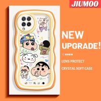 JIUMOO เคสปลอกสำหรับ Samsung Galaxy A22 4G A22 5G เคส M22ลายการ์ตูน Spoof Crayon Shin-Chan แฟชั่นขอบครีมลอนดีไซน์ใหม่เคสโทรศัพท์แบบใสเคสป้องกันโปร่งใสกันกระแทกเลนส์กล้องถ่ายรูป