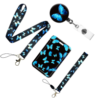 CW Now1PC Fashion Butterfly Lanyard Card Holder Keychain Hanging Rope Phone Neck Strap ID Badge Campus. Bank Card Cover Case Gift