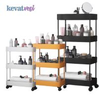 2/3/4 layer Narrow Gap Storage Rack Kitchen Bathroom Shelves Organizer Mobile Slim Storage Cart with Wheel Trolley Save Space Bathroom Counter Storage