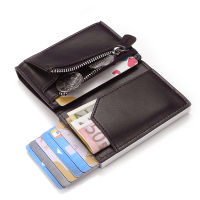 ZOVYVOL PU Leather Men Women Smart Wallet Automatic Fashion Coin Purse RFID Aluminum Box Anti-theft Card Holder Slim Card Case